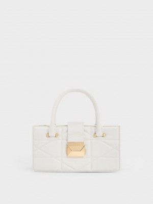 Charles & Keith Blanche Gesteppt Top Handle Bag Weiß | KTVU80463