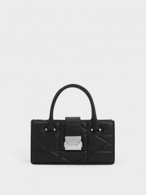 Charles & Keith Blanche Gesteppt Top Handle Bag Schwarz | GSNO52176