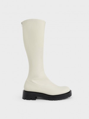 Charles & Keith Block Heel Knee-High Boots Rosa | JYIW92567
