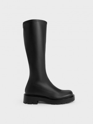 Charles & Keith Block Heel Knee-High Boots Schwarz | ARCH92156
