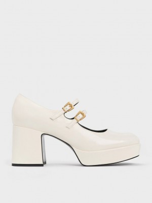 Charles & Keith Block Heel Mary Janes Rosa | XAJV73864