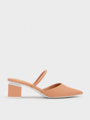 Charles & Keith Block Heel Mules Braun | JPFX87094