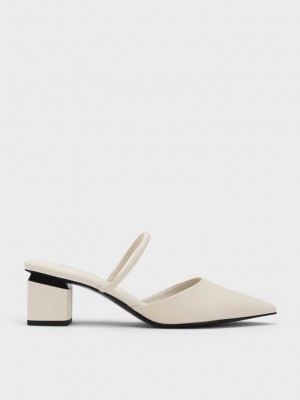 Charles & Keith Block Heel Mules Rosa | KMUH43695