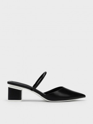 Charles & Keith Block Heel Mules Schwarz | YQJX49386