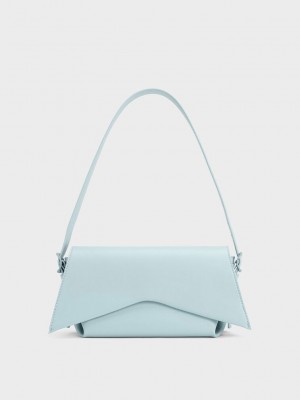 Charles & Keith Boaz Geometric Front Flap Bag Blau | RCML40257
