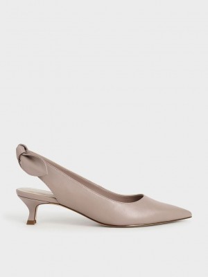 Charles & Keith Bow Slingback Pumps Rosa | VSIF50846