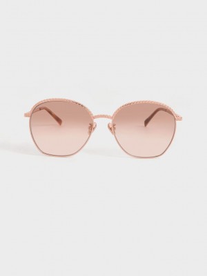 Charles & Keith Braided Butterfly Sunglasses Rosa Gold | FBVY68243
