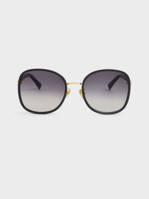 Charles & Keith Braided Temple Butterfly Sunglasses Schwarz | RLTQ38947