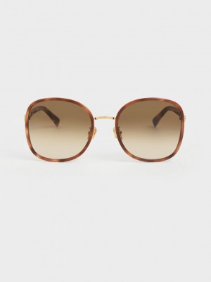 Charles & Keith Braided Temple Tortoiseshell Butterfly Sunglasses | DILZ89130