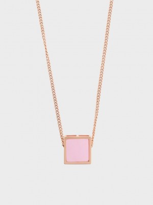 Charles & Keith Briar Square Necklace Rosa Gold | HQDY02935