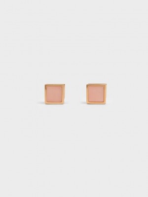 Charles & Keith Briar Square Stud Earrings Rosa Gold | PSHZ70915