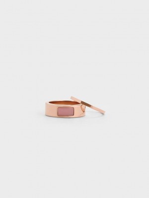 Charles & Keith Briar Square Two-Ring Set Rosa Gold | NICQ91628
