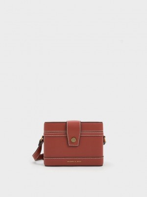 Charles & Keith Bronte Boxy Crossbody Bag Beige | PLQI16935