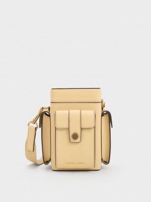 Charles & Keith Bronte Multi-Pocket Crossbody Bag Beige | ISWK52180