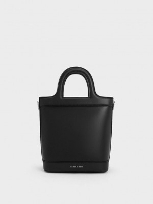 Charles & Keith Bronte Top Handle Bucket Bag Schwarz | JTGN01768