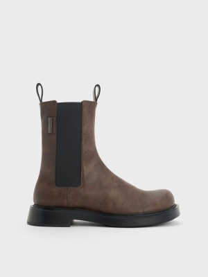 Charles & Keith Bryn Chelsea Boots Dunkelbraun | CJGZ63184