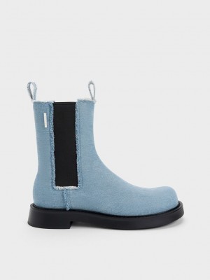 Charles & Keith Bryn Denim Chelsea Boots Hellblau | ZQSW18097