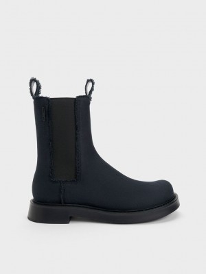 Charles & Keith Bryn Denim Chelsea Boots Dunkelblau | SALO02985