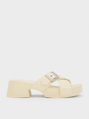 Charles & Keith Buckled Crossover Plattform Sandals Rosa | SUFX23589