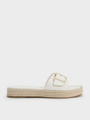 Charles & Keith Buckled Espadrilles Flache Sandals Rosa | NHAJ58294