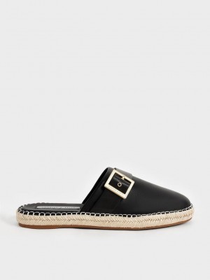 Charles & Keith Buckled Espadrilles Mules Schwarz | PJOA29548