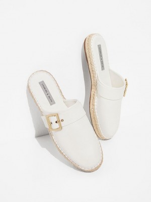 Charles & Keith Buckled Espadrilles Mules Weiß | LTCF79264
