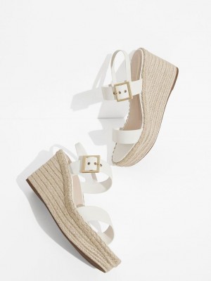 Charles & Keith Buckled Espadrilles Wedges Weiß | BMDQ43190