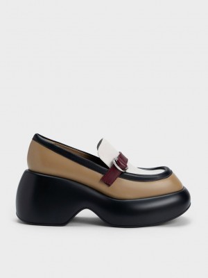 Charles & Keith Buckled Plattform Penny Loafers Mehrfarbig | RQVM41982