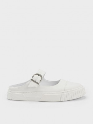 Charles & Keith Buckled Slip-On Sneakers Weiß | AFEY63491