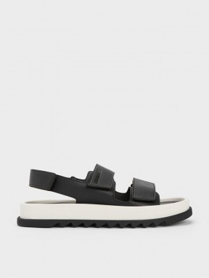 Charles & Keith Buckled Sports Sandals Schwarz | ZFEO26719