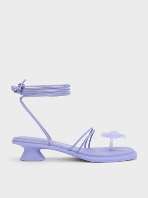 Charles & Keith Butterfly Tie-Around Sandals Lila | ZSTI47201