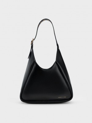 Charles & Keith Buzz Hobo Bag Schwarz | RYSO93260