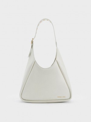 Charles & Keith Buzz Hobo Bag Weiß | ZRUD79456