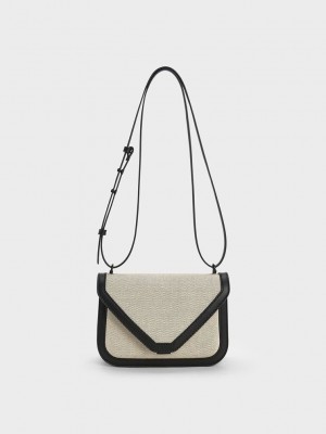 Charles & Keith Camelia Canvas Envelope Crossbody Bag Mehrfarbig | YVGH30591