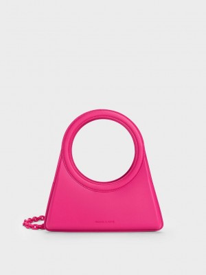 Charles & Keith Camelia Circle Handle Geometric Bag Fuchsie | GVIB69402