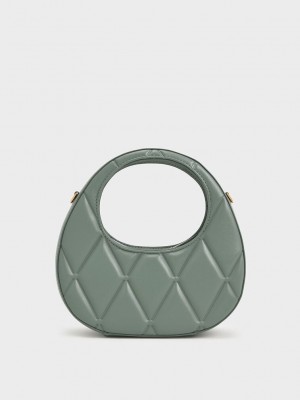 Charles & Keith Candy Gesteppt Crescent Bag Olivgrün Grün | VPSB41856
