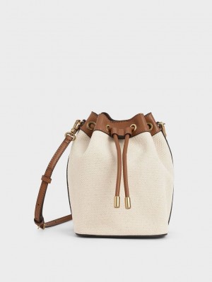 Charles & Keith Canvas Drawstring Bucket Bag Mehrfarbig | BSPE36510