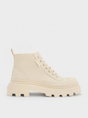 Charles & Keith Canvas High-Top Sneakers Rosa | NTGE97560