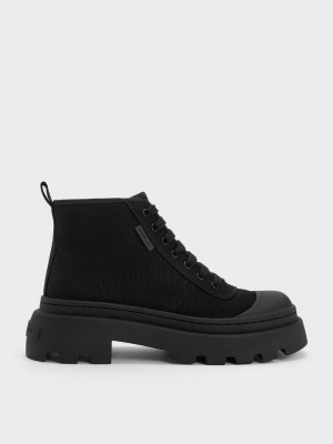 Charles & Keith Canvas High-Top Sneakers Schwarz | HWAT84139