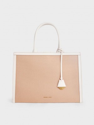 Charles & Keith Canvas Tote Bag Mehrfarbig | DJTO32867