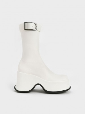Charles & Keith Carlisle Plattform Boots Weiß | QYBR87620