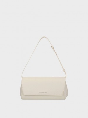 Charles & Keith Cassiopeia Front Flap Shoulder Bag Weiß | GBCZ32945