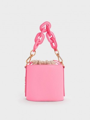 Charles & Keith Catena Bucket Bag Rosa | LAQU84063
