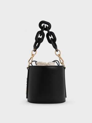 Charles & Keith Catena Bucket Bag Schwarz | LRZX38751