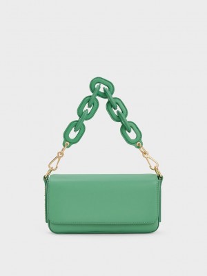Charles & Keith Catena Front Flap Bag Grün | MJZR93520