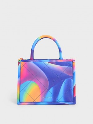 Charles & Keith Celia Gesteppt Double Handle Tote Bag Aurora | VQSL26893
