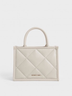 Charles & Keith Celia Gesteppt Tote Bag Weiß | TKAG64578
