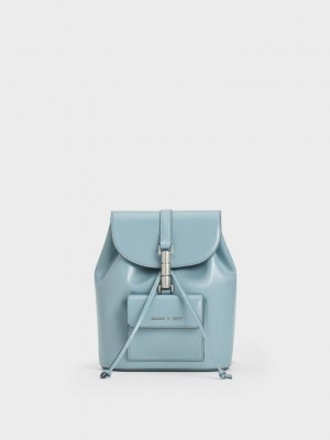 Charles & Keith Cesia Metallic Accent Backpack Blau | SUWI84267