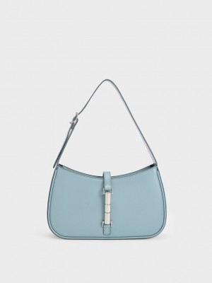 Charles & Keith Cesia Metallic Accent Shoulder Bag Blau | GNQD60518