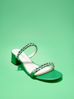 Charles & Keith Chain-Link Block Heel Sandals Grün | IHGN25741